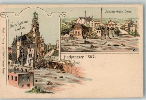 Löbtau 1897 Hochwasser 1897 Neues Rathaus Löbtau Schusterhaus Cotta