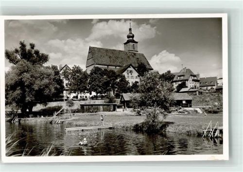 Crailsheim Naturschwimmbad mit Johanniskirche