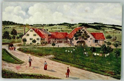 Haslachmühle Bauernhof Gänse und Hühner Heufuhrwerk Bauern Feldweg