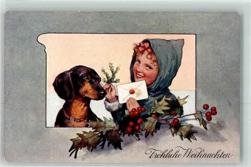 Serie 2676-5 Dackel Weihnachten Mistel AK