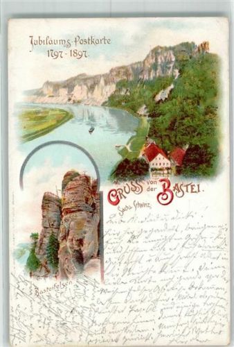 Bastei 1898 Jubiläumspostkarte 1897 Basteifelsen Rathen