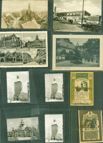 Recklinghausen Lot mit 2 AK und 10 Fotos und 2 Notgeldscheine