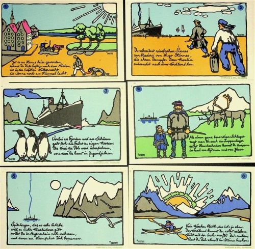 Hugo Stinnes Linien Nordlandreisen Serie mit 6 AK sign. ANTON Hamburg