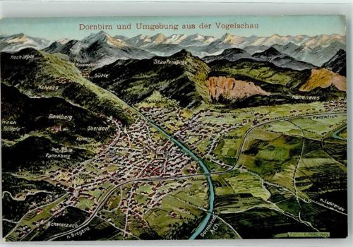 Dornbirn Vogelschau Dornbirn u. Umbebung Atelier E. Felle Isny