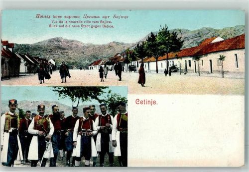 Cetinje Blick auf die neue Stadt gegen Balice Tracht