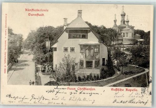 Darmstadt 1902 Künstlerkolonie Architektur Jugendstil Haus Christiansen + Russische Kirche