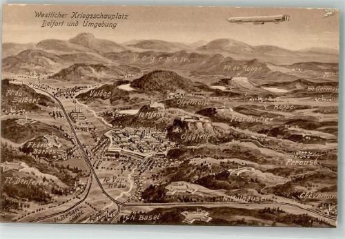 Belfort Zeppelin Vogelschau Westlicher Kriegsschauplatz