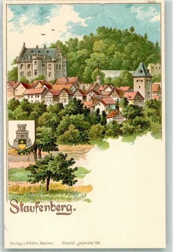 35460 W6301 Staufenberg , Hess Künstlerkarte Burg Wappen