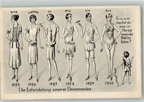 1925 - 1930 Entwicklung unserer Damenmoden + Amor Humor
