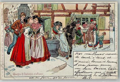 1902 Nr. 1 sign. Kauffmann Brauchtum Les soulhaits et baisers Schornsteinfeger