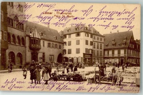 Colmar 1909 Martinsplatz Place St. Martin Marktszene