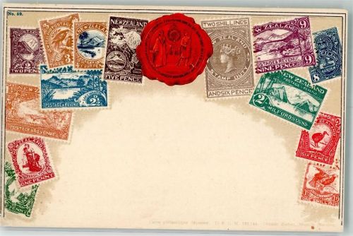 Wellington Briefmarken auf AK Prägedruck