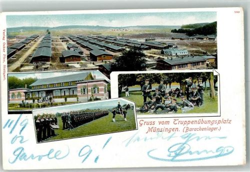 Münsingen 1902 Truppenübungsplatz Barackenlager Soldaten