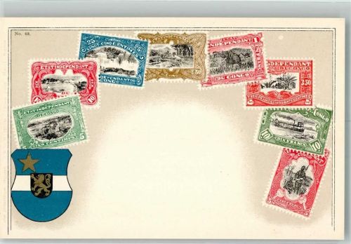 Kinshasa Wappen Briefmarkenkarte