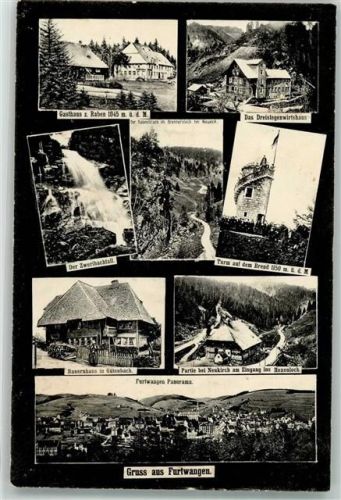 Furtwangen Gasthaus Zum Raben Dreistegenwirtshaus Zweribachfall Turm auf dem Brend Bauernhaus in Gütenbach Neukirch Eingang ins Hexenloch