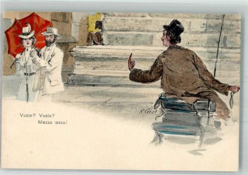 1900 Typen Berif sign. R. Carl Kutscher : Vuole? Mezza tassa, Dr. Trenkler & Co Serie A.J. Nr. 3