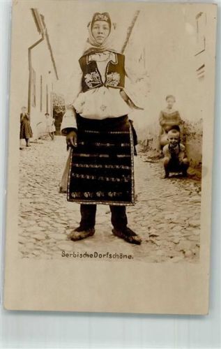 Serbische Dorfschönheit Trachten Serbien 1914 Foto AK