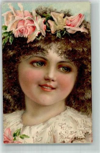 Serie 1696 ( 6 Dess.) Porträt Jugendstil Blüten im Haar