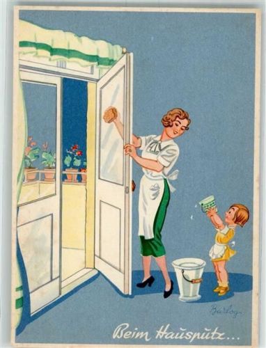 Beim Hausputz Viskose Schwamm Mutter und Kind Werbung
