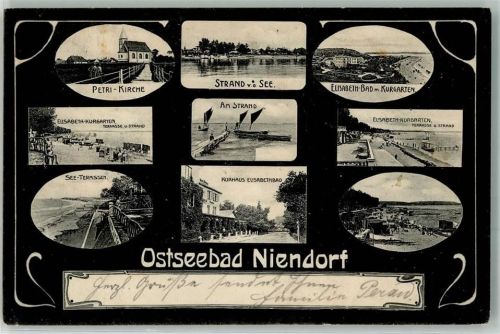 Niendorf 1906 Petri Kirche Elisabeth-Bad Kurgarten Kurhaus Strand