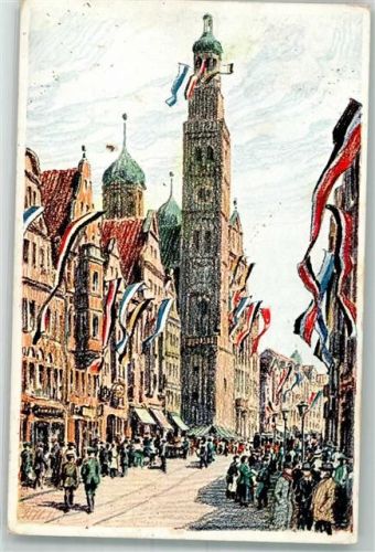 Augsburg 1917 Spende Hindenburg Tag 1915 WK I Flaggenschmuck