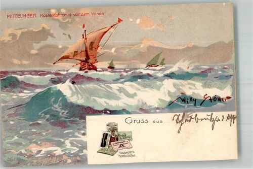 1909 Mittelmeer Küstenfahrzeug vor dem Winde