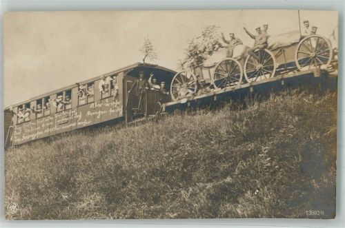 1914 - 1918 Transport von Soldaten und Nachschub Verlag NPG 13890 Propaganda WK I Sprüche