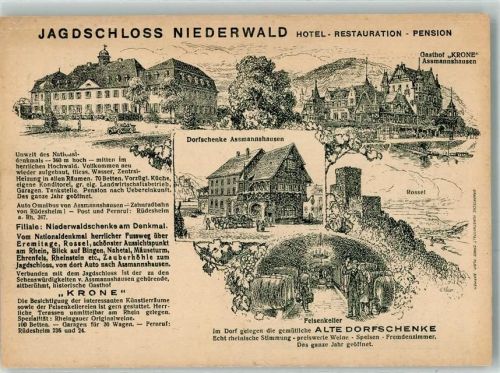 Niederwald Jagdschloss Hotel Gasthaus Pension Krone Dorfschenke Assmannshausen