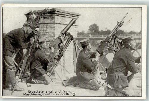 1917 Kriegsbeute englische und französ. Maschinengewehre in Stellung Verlag Imberg & Lefson K 60