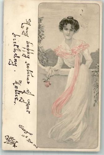 1902 Serie 1140 Am Strand Frau mit einer Rose
