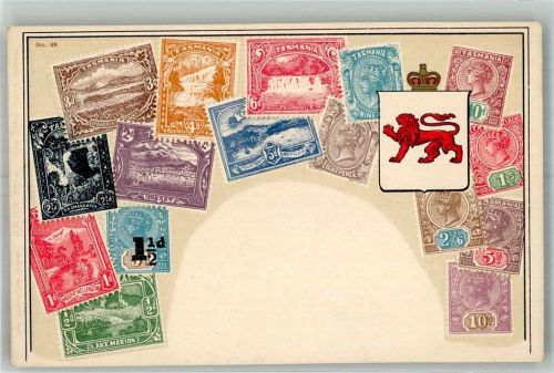 Tasmanien Briefmarken Abbildungen Collage Wappen