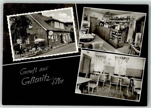 29490 W3139 Glienitz Foto AK Gasthaus Raststätte Am Wacholder Gastraum Theke