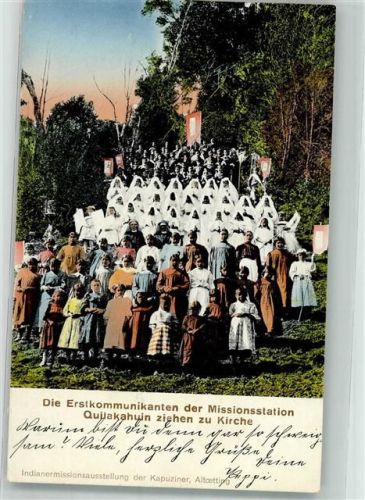 1913 Südamerikanische Indianermission quilakahuin Erstkommunikanten ziehen zur Kirche Mission