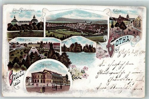 Gotha 1900 Panoramades Ortes Rathaus Schloss Friedenstein Orangerie Hoftheater Herzoglicher Park