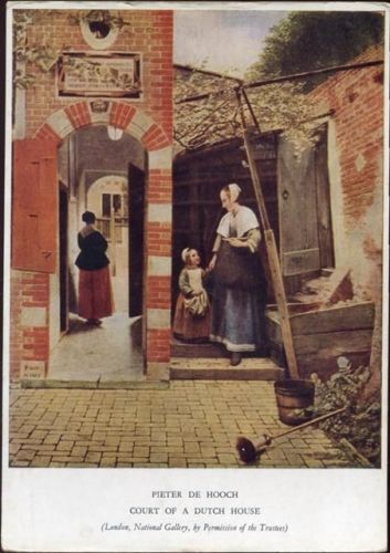 um 1930/40 Hof eines holländischen Hauses,The Medici Society,sign. Pieter de Hooch AKU1