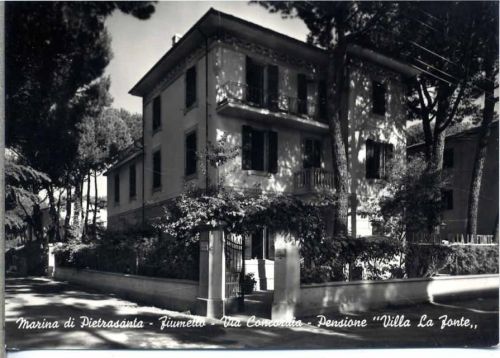um 1955/65 Marina di Pietrasanta, Italien, Pension Villa La Fonte in der Concordia-Gasse