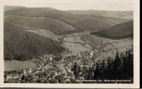 1964 Manebach: Ansicht, Blick vom Goethepfad,VEB Bild und Heimat Reichenbach AKU1