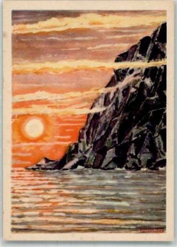 Nordkapp Künstlerkarte sign. Behnisch, E. Mitternachtssonne