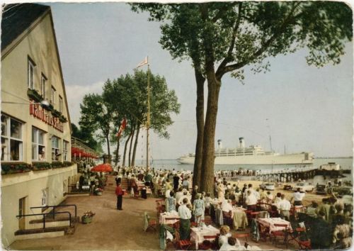 20095 W2000 Hamburg um 1950-60 - Hamburg, Fährhaus Schulau, gewellter Rand,Hans Andres