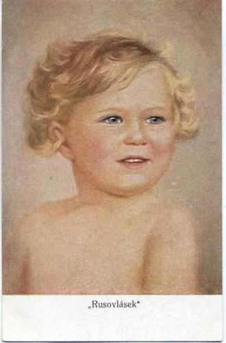 um 1920/30 Blonder Junge, Künstler-AK