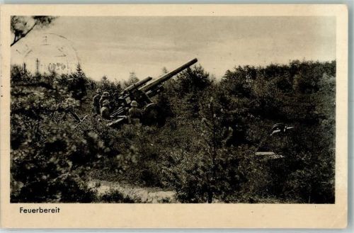 1941 Ein feuerbereites deutsches Geschütz Fotograf Heinz Schröter Feldpost Art.-Ers.-Batl. 167 Landsberg Maschinenstempel