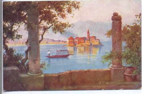 um 1910/20 Künstler AK, Landschaft mit See, Italien AKU2