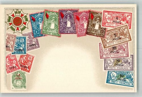 Sansibar Wappen Briefmarkenkarte