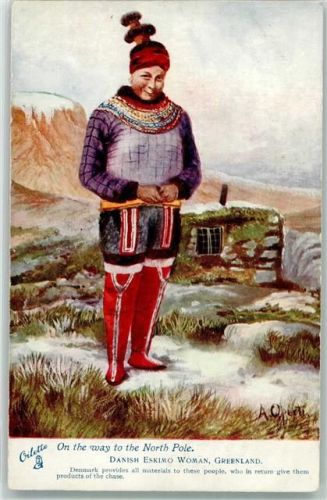 sign. Operti A. Tuck`s Oilette The Arctic Regions Postcard 7339 Eskimofrau