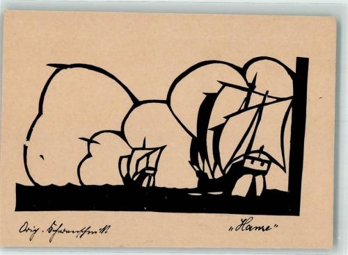 Original Scherenschnitt Segelschiff die Hanse