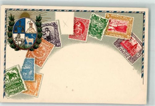 Montevideo Wappen Briefmarken auf AK