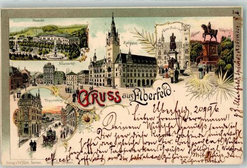 Elberfeld 1896 Neumarkt Döppersberg Haardt Rathaus Reiterdenkmal