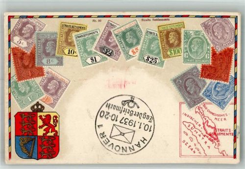 Sumatra Briefmarken Collage Wappen Tag der Briefmarle 1937