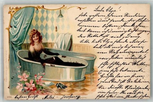 1900 Erotik Akt Frau in der Badewanne