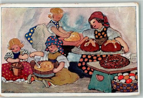 1918 Vesele Velikonoce Kinder Kuchen backen Fr. Snajberka